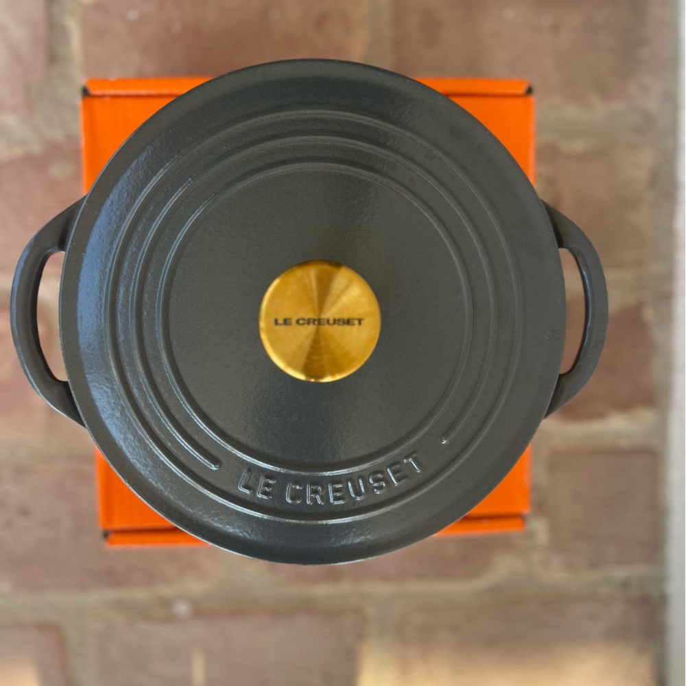 Le Creuset Graphite Cococette 2.75 gold knob no box
